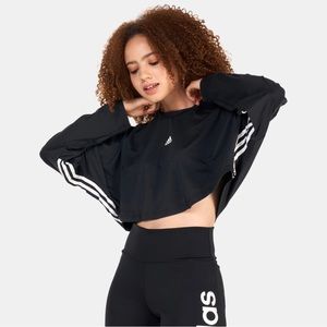 ADIDAS HYPERGLAM CUT 3-STRIPES LIGHTWEIGHT OVERSIZED SWEATSHIRT.
